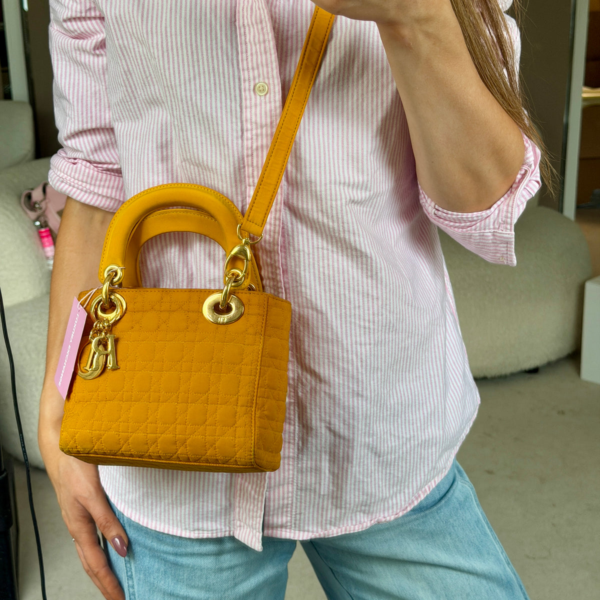 Pre-Owned Yellow Cotton Lady Dior