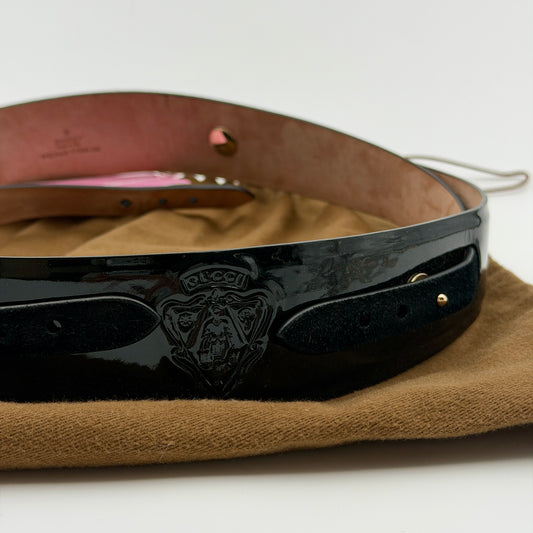 Pre-Owned Black Patent Leather/Suede Belt (95)