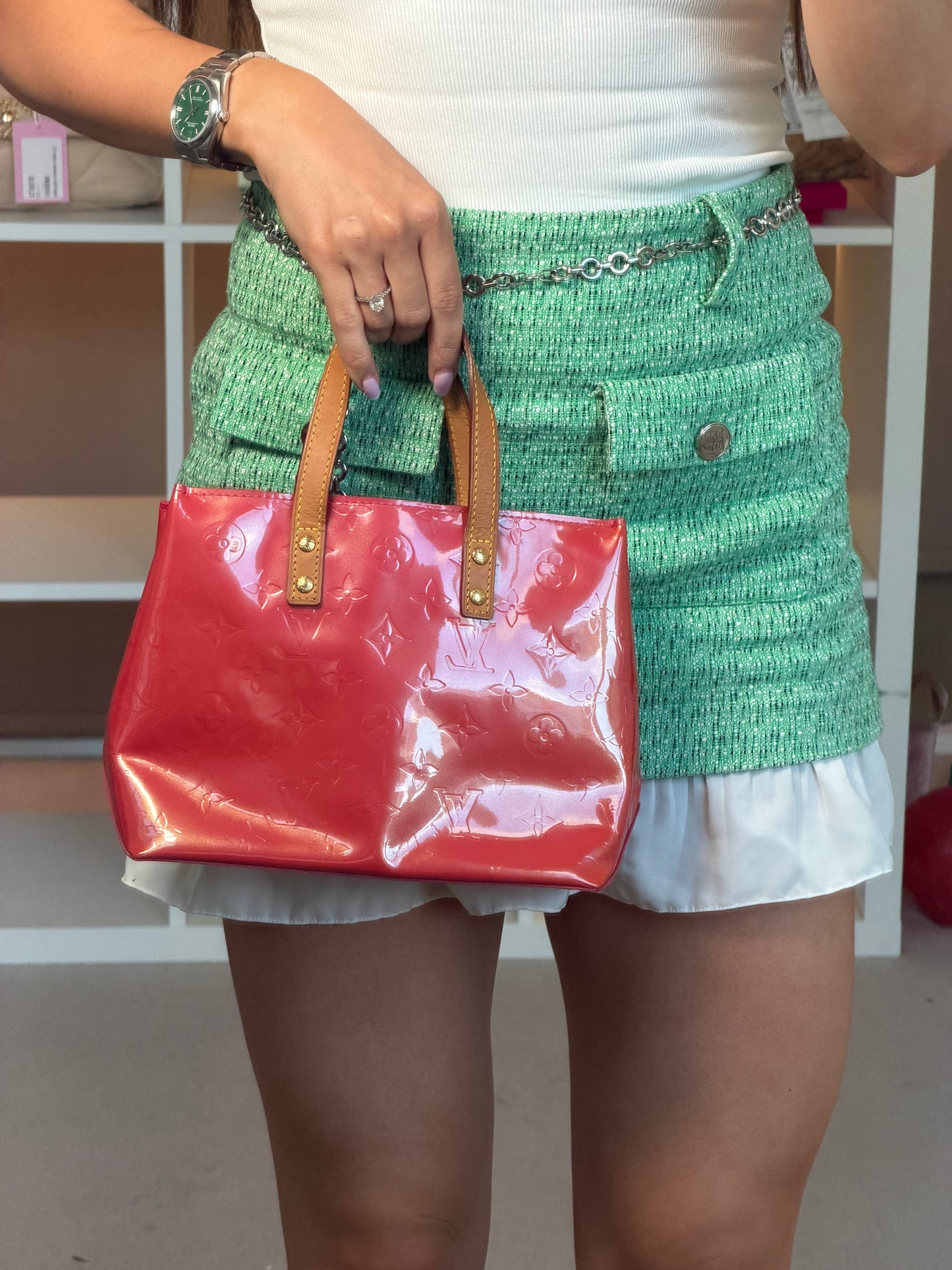 Pre-Owned Red/Pink Monogram Vernis Leather Reade PM