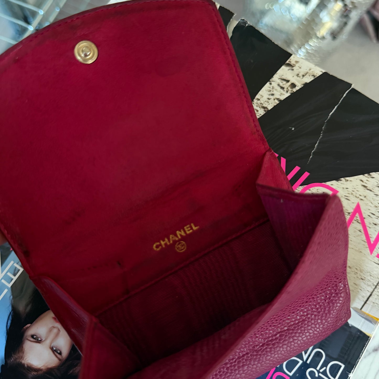 Pre-Owned Pink Timeless Caviar Leather Wallet
