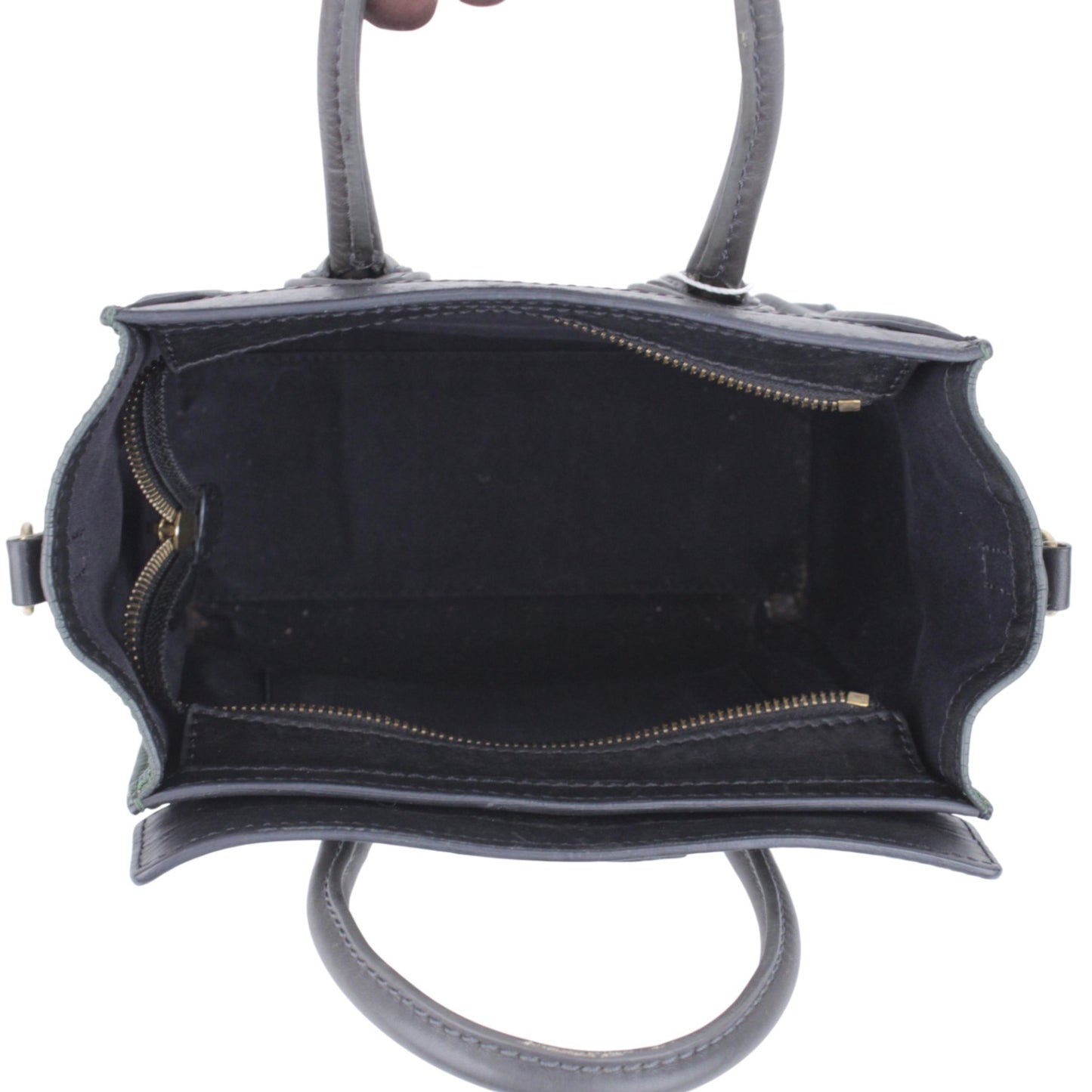 Green/Black Calfskin Leather Nano Luggage Handbag
