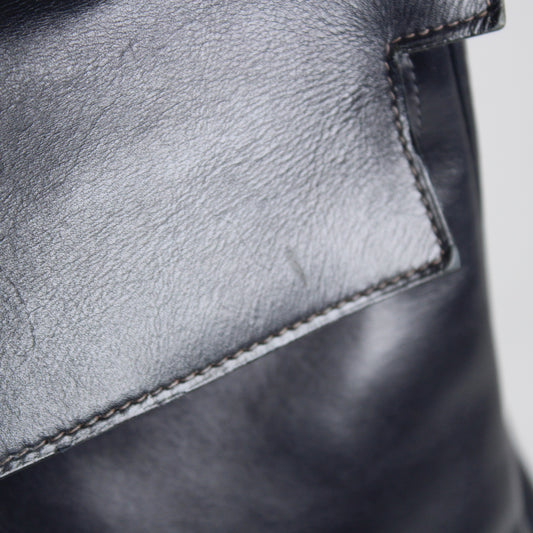 1985 Navy Box Leather Kelly 32 Retourne Handbag