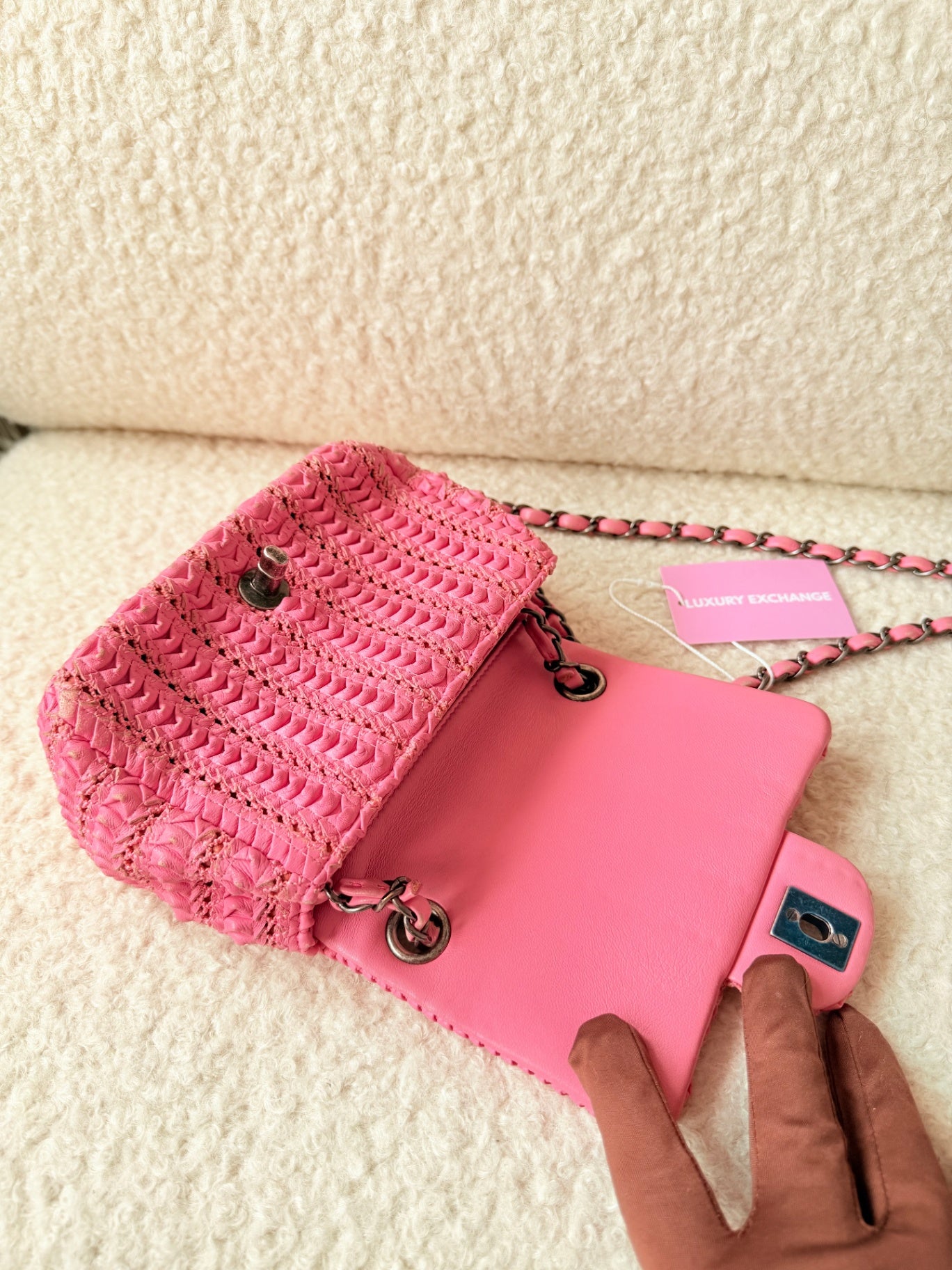 2016 Pink Lambskin Paris-Seoul Crochet Mini Flap