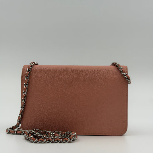 Pre-Owned Pink Timeless Caviar Leather Wallet on Chain