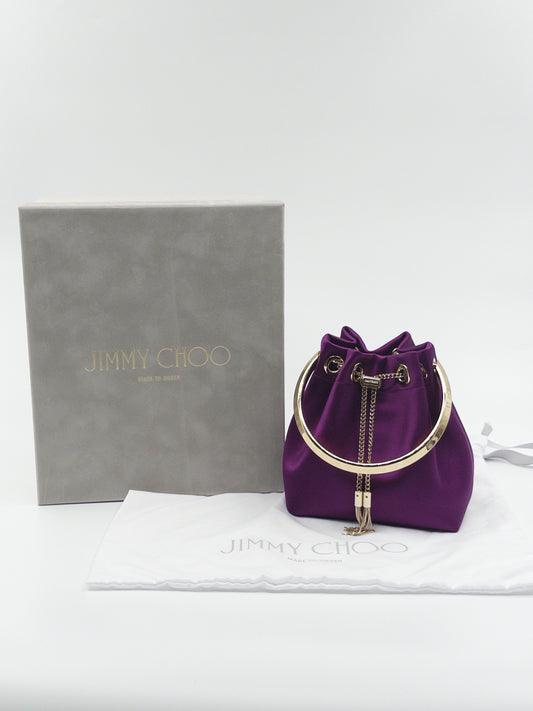 Pre-Owned Made-To-Order Purple Bon Bon Satin Bucket Bag