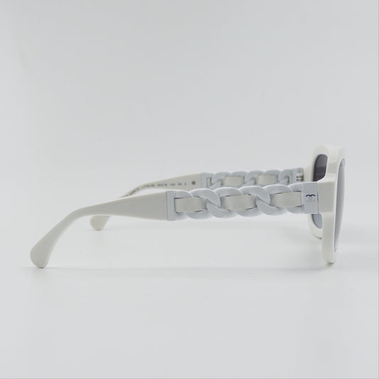 Pre-Owned White Chain Detail Sunglasses