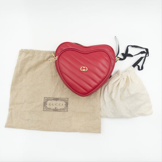Pre-Owned Red Heart GG Leather Crossbody Bag