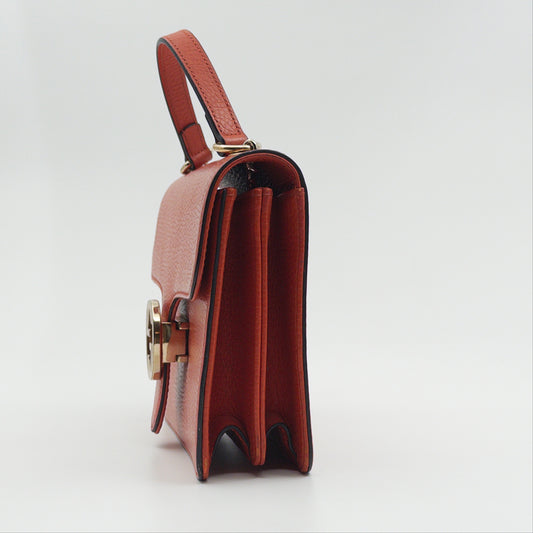Pre-Owned Orange Leather Crossbody Flap Bag