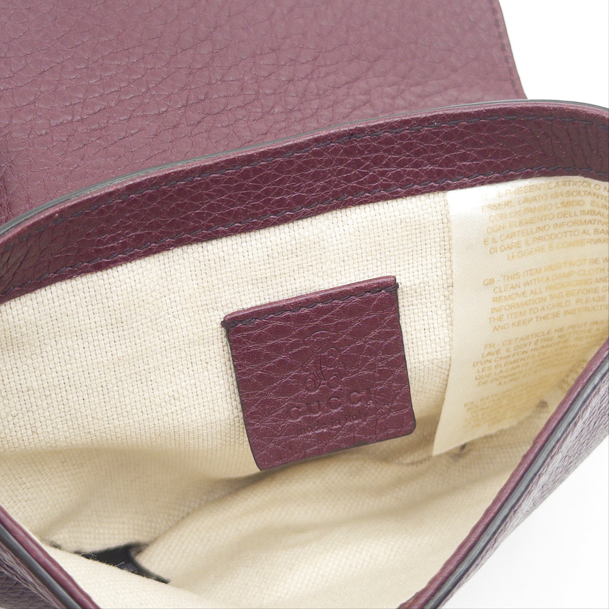 Purple Pebbled Leather Mini Soho Crossbody Flap Bag