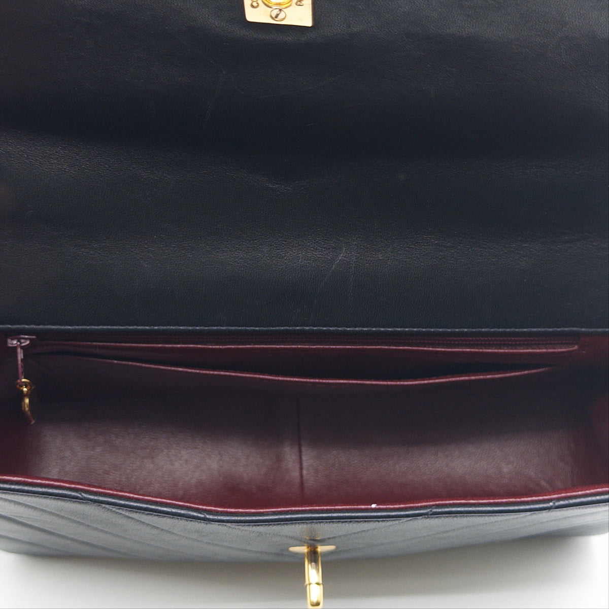 Pre-Owned Black 'Kelly' Lambskin Single Flap Crossbody Bag