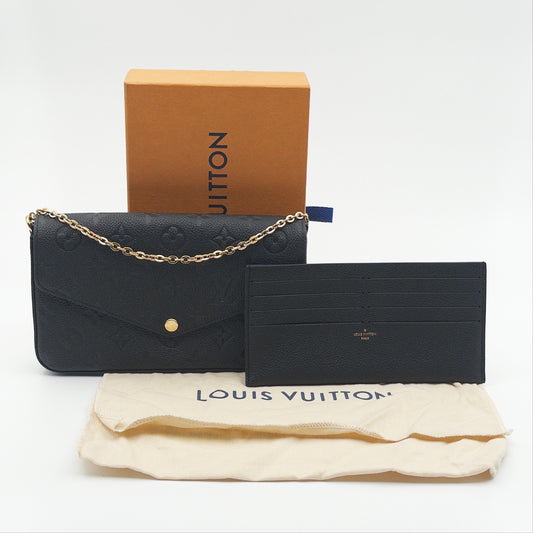 Pre-Owned Black Monogram Empreinte Leather Wallet on Chain