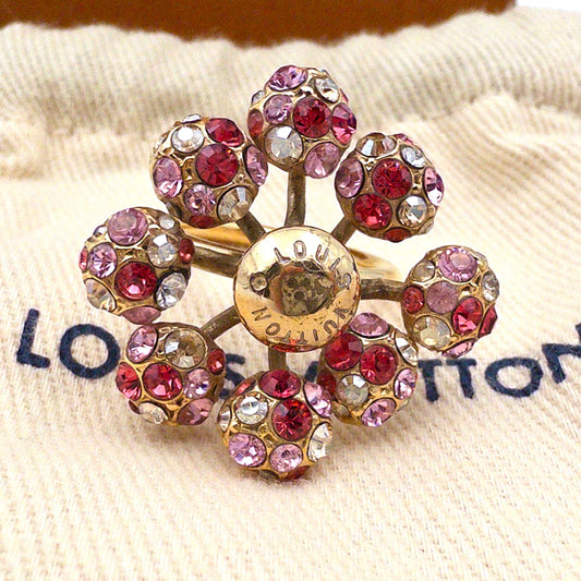 Pre-Owned Red/Pink Gemstone Gold-Tone Ring