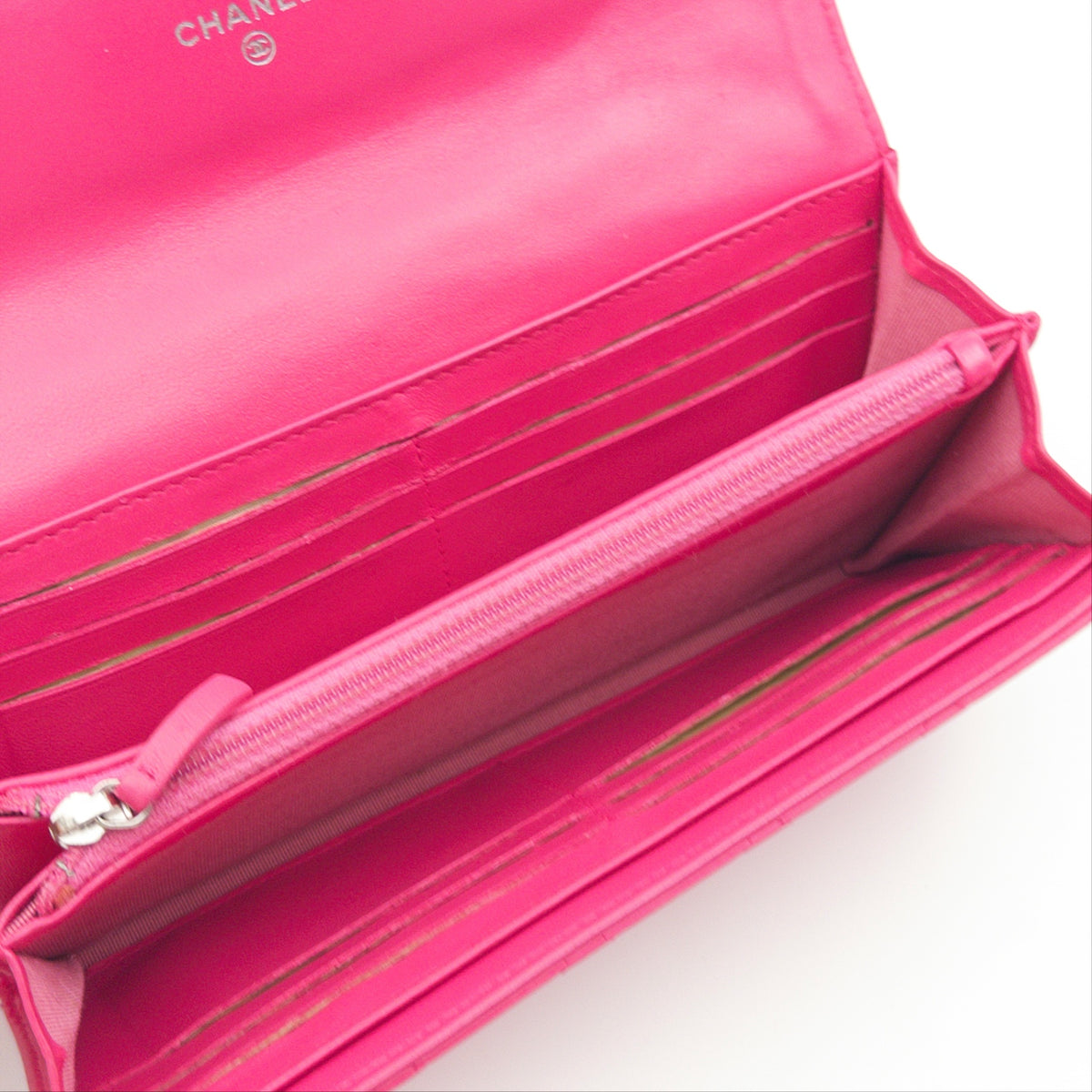 Pre-Owned Hot Pink Lambskin Long Wallet