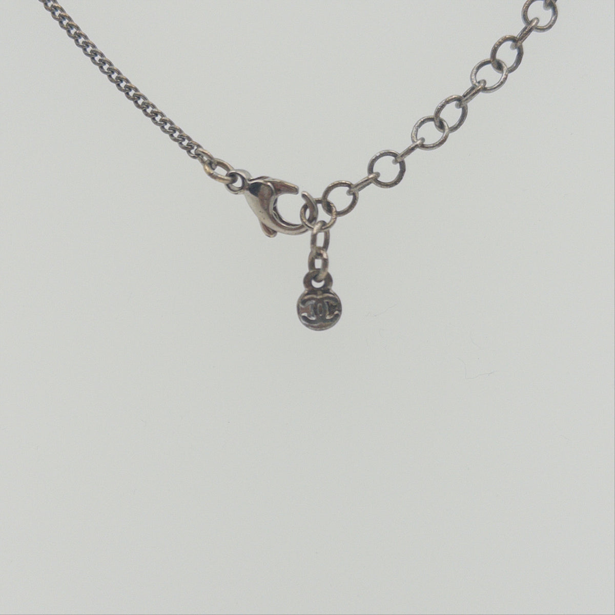 Pre-Owned Square Gemstone Silver-Tone Metal Necklace