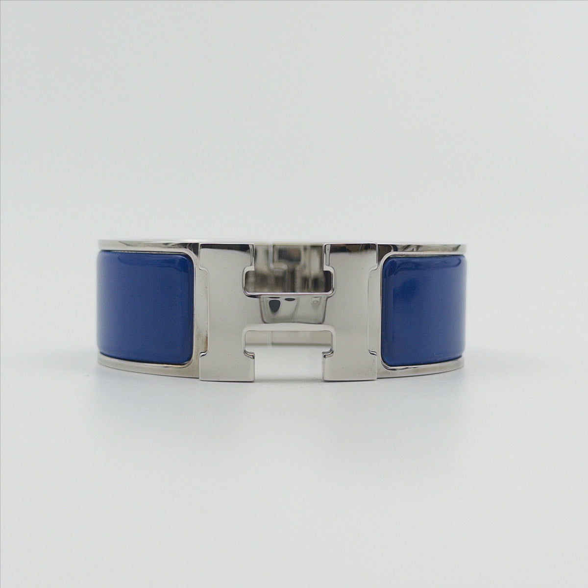 Pre-Owned Royal Blue Enamel Palladium-Plated Clic H Bracelet (PM)