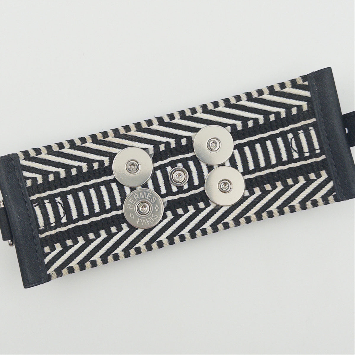 Pre-Owned Black/White Canvas/Leather Bracelet GM