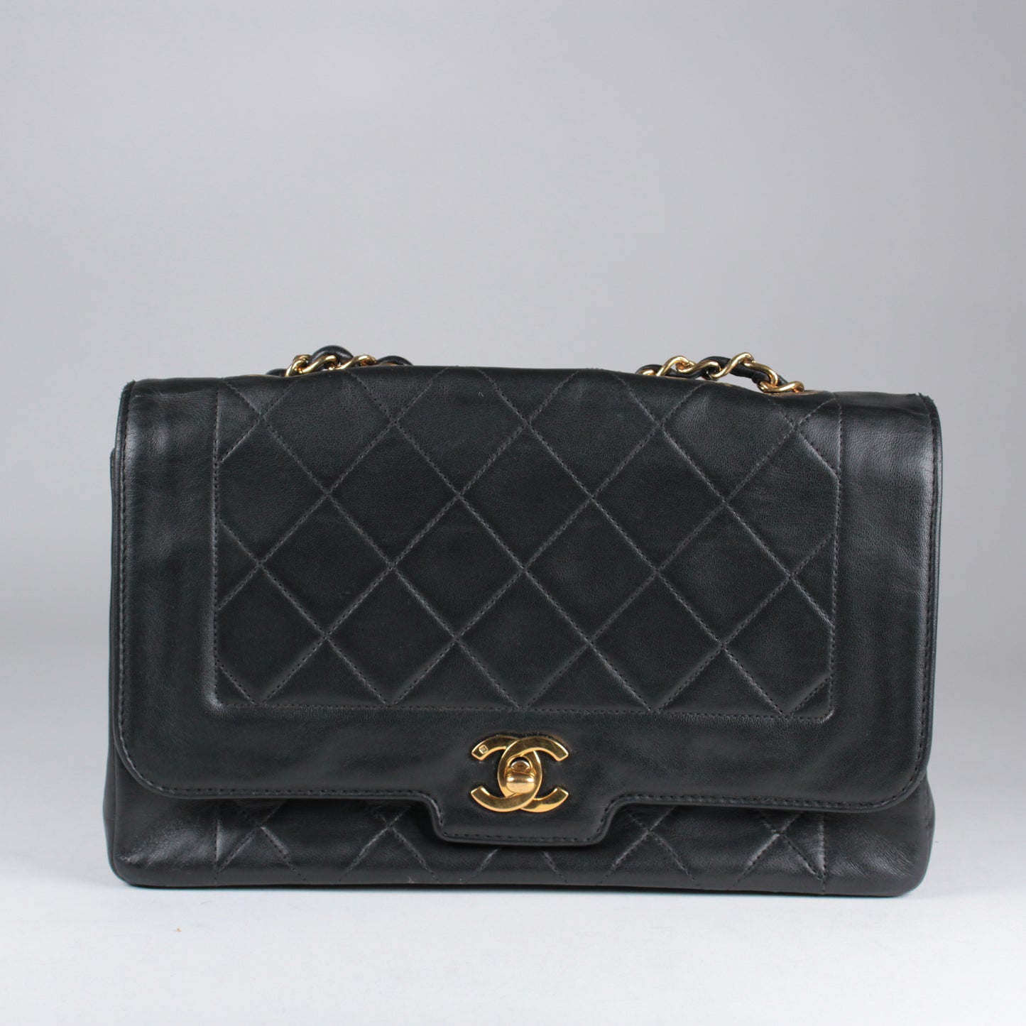 Diana Single Flap - Black Lambskin