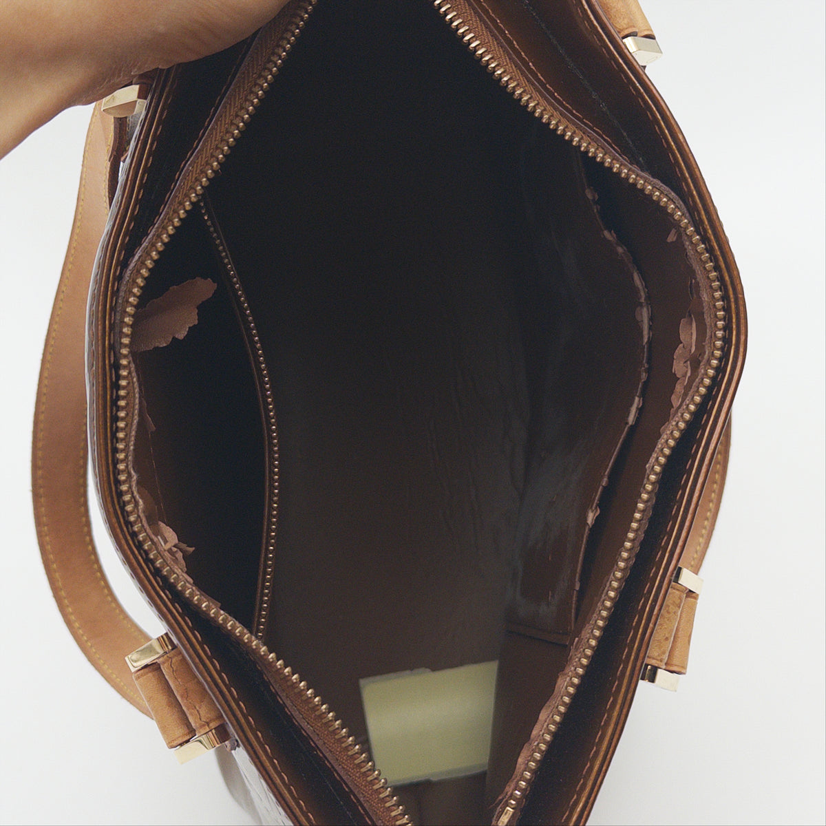 Pre-Owned Bronze Monogram Vernis Leather Shoulder Bag