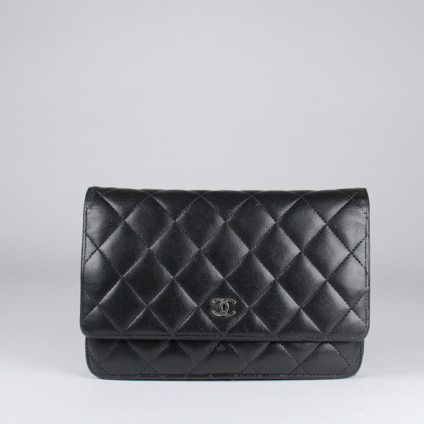 Wallet on Chain - Black Lambskin