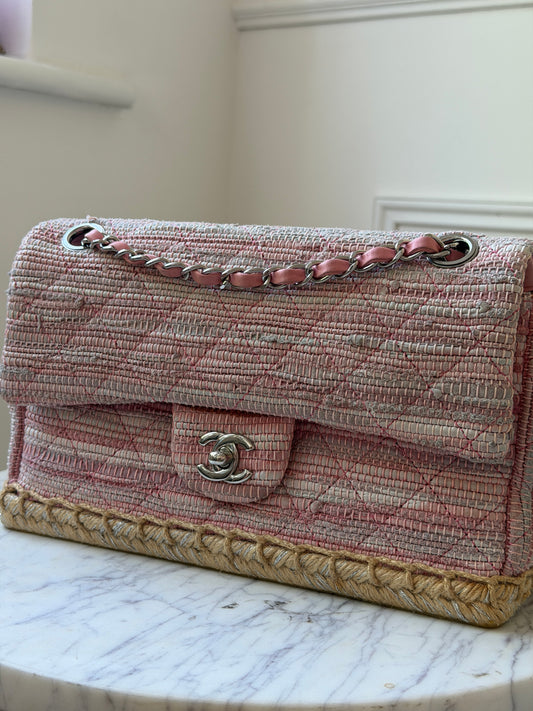 Pink Tweed Single Flap Shoulder Bag