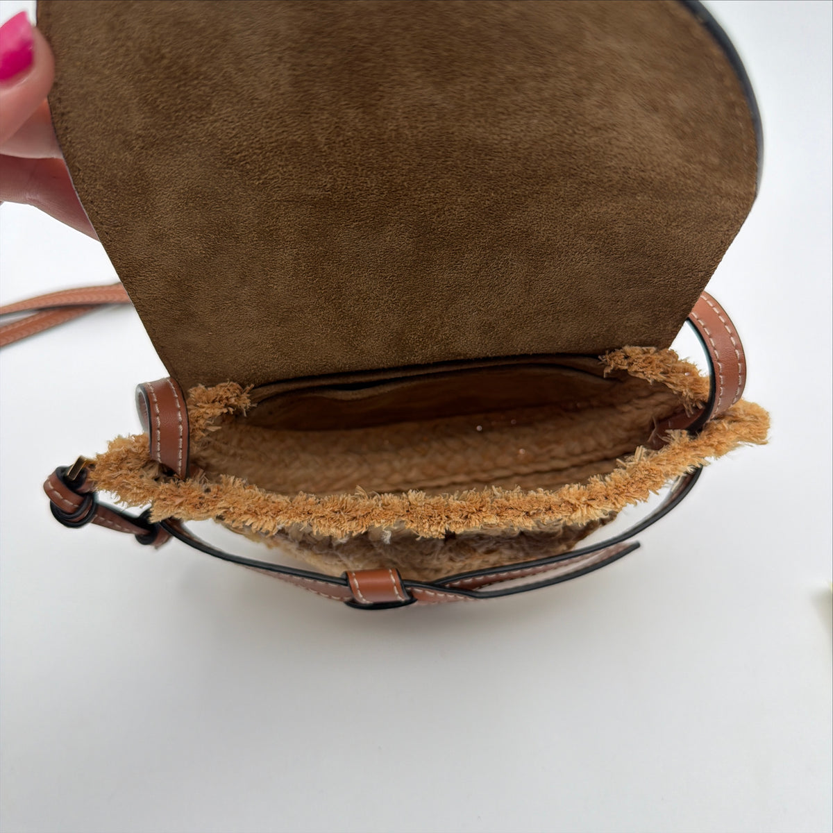 Pre-Owned Tan Raffia Crossbody Gate Bag