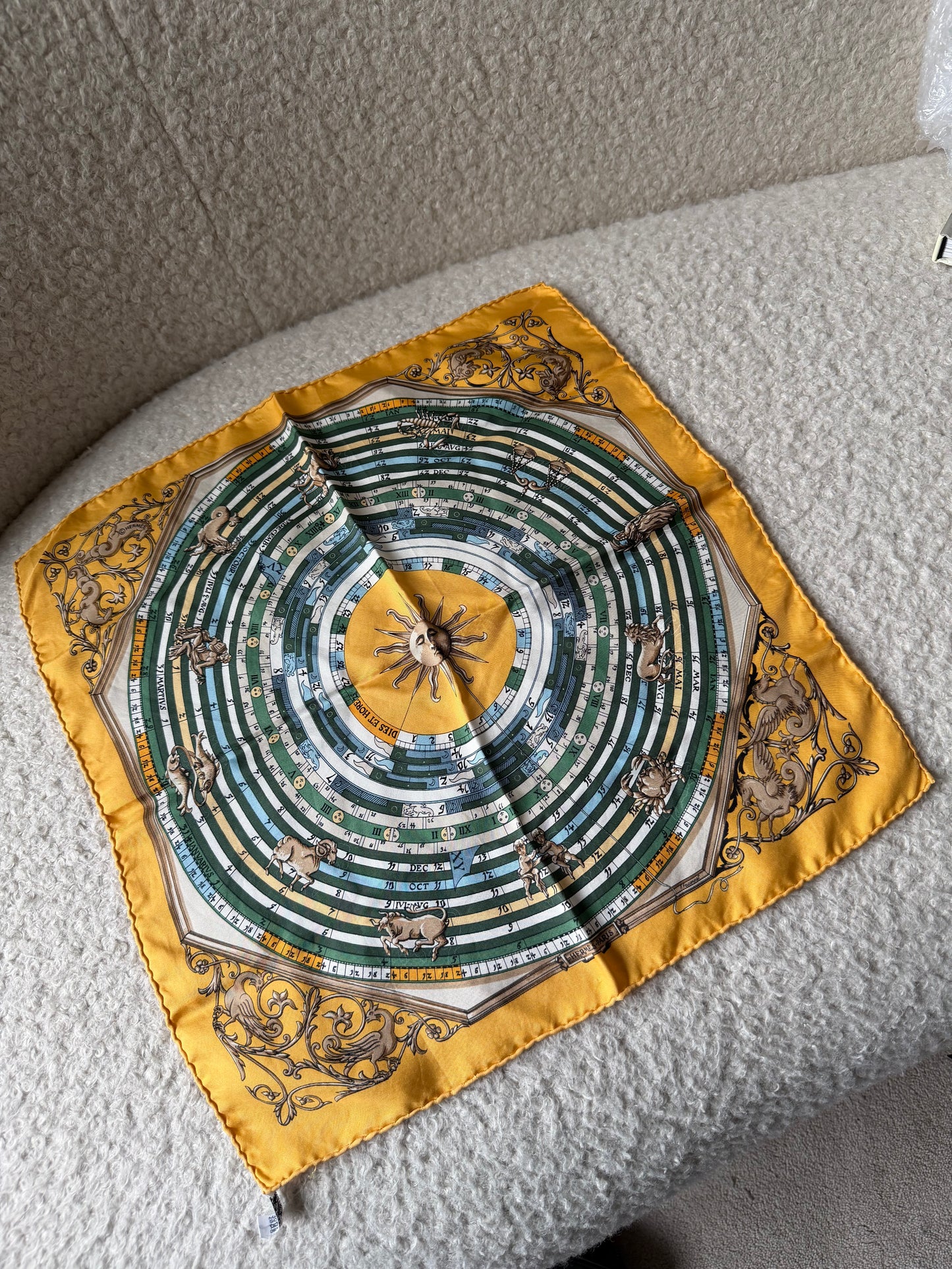 Yellow Sundial Silk Scarf 55
