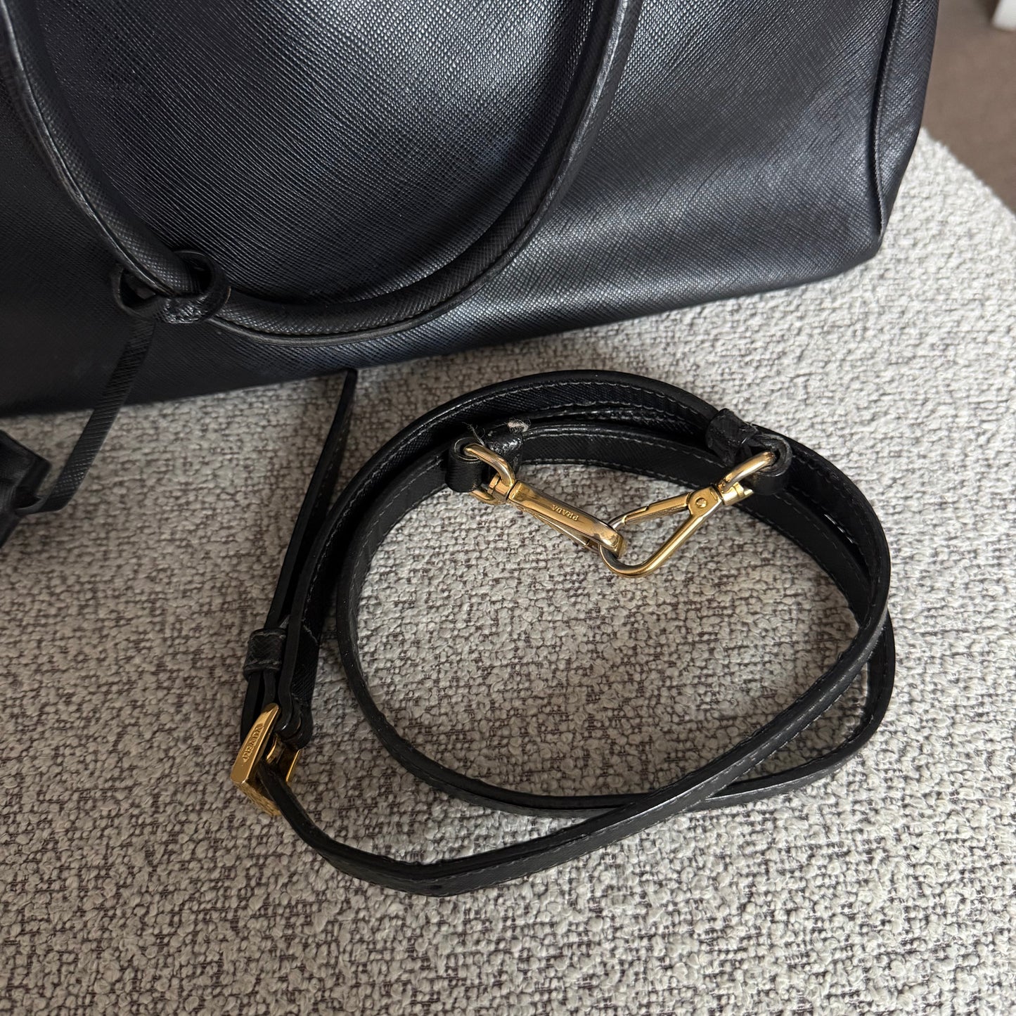 Pre-Owned Black Saffiano Leather Small Galleria