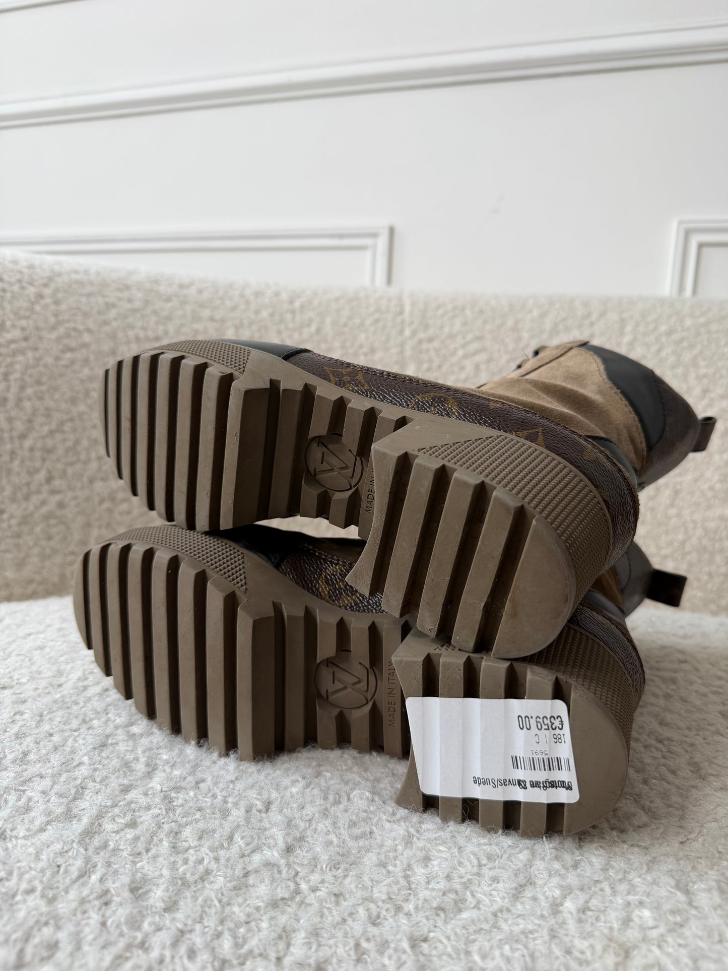 Monogram Canvas/Suede Boots Size 39