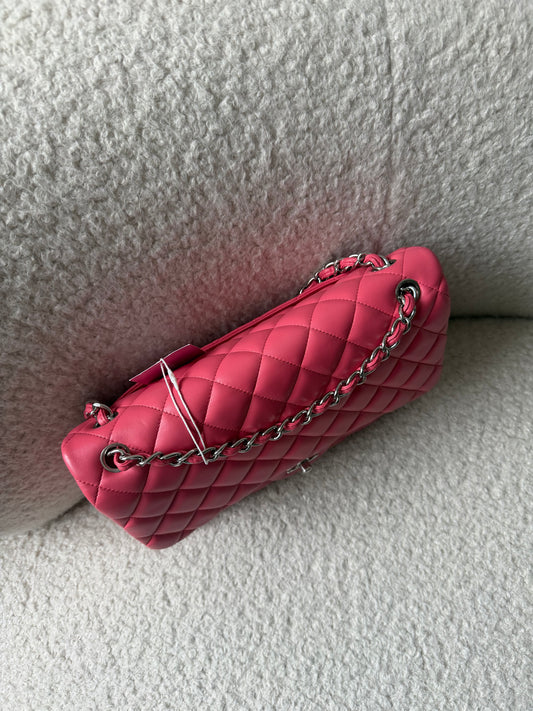 Pink Lambskin Jumbo Double Flap