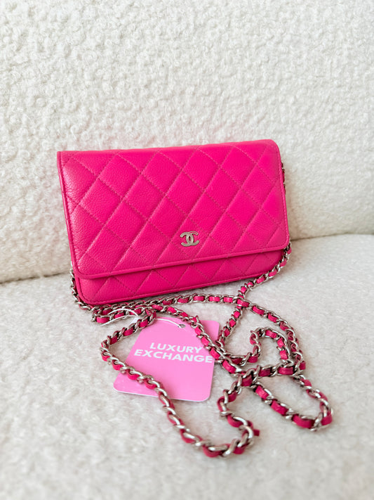 2016 Pink Caviar Wallet on Chain Silver & Pink Hardware