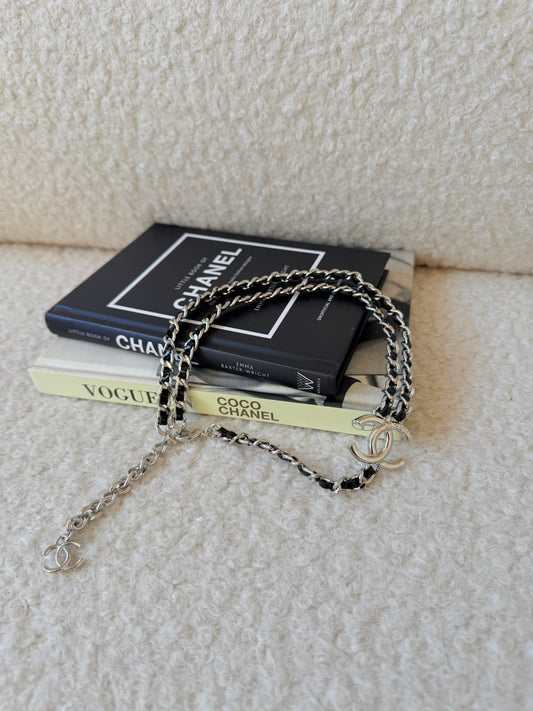 2025 Metal Patent CC Double Chain Choker Black Silver