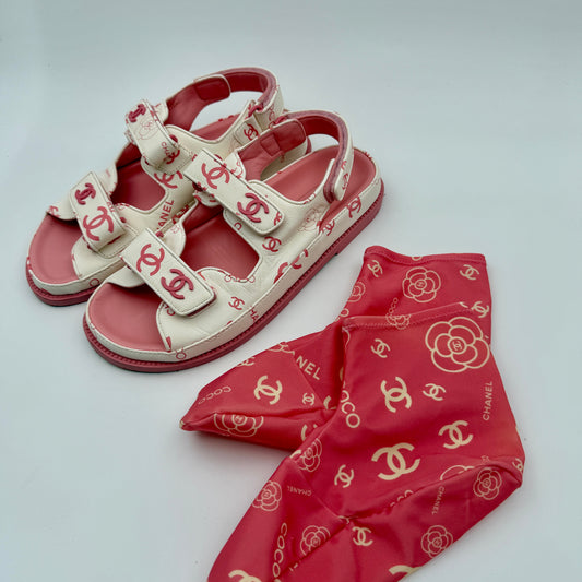 Pre-Owned Pink/White Sandals 38.5C