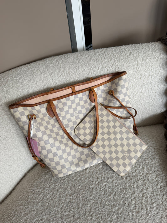 Pre-Owned Damier Azur Coated Canvas Handbag MM W/Pouch