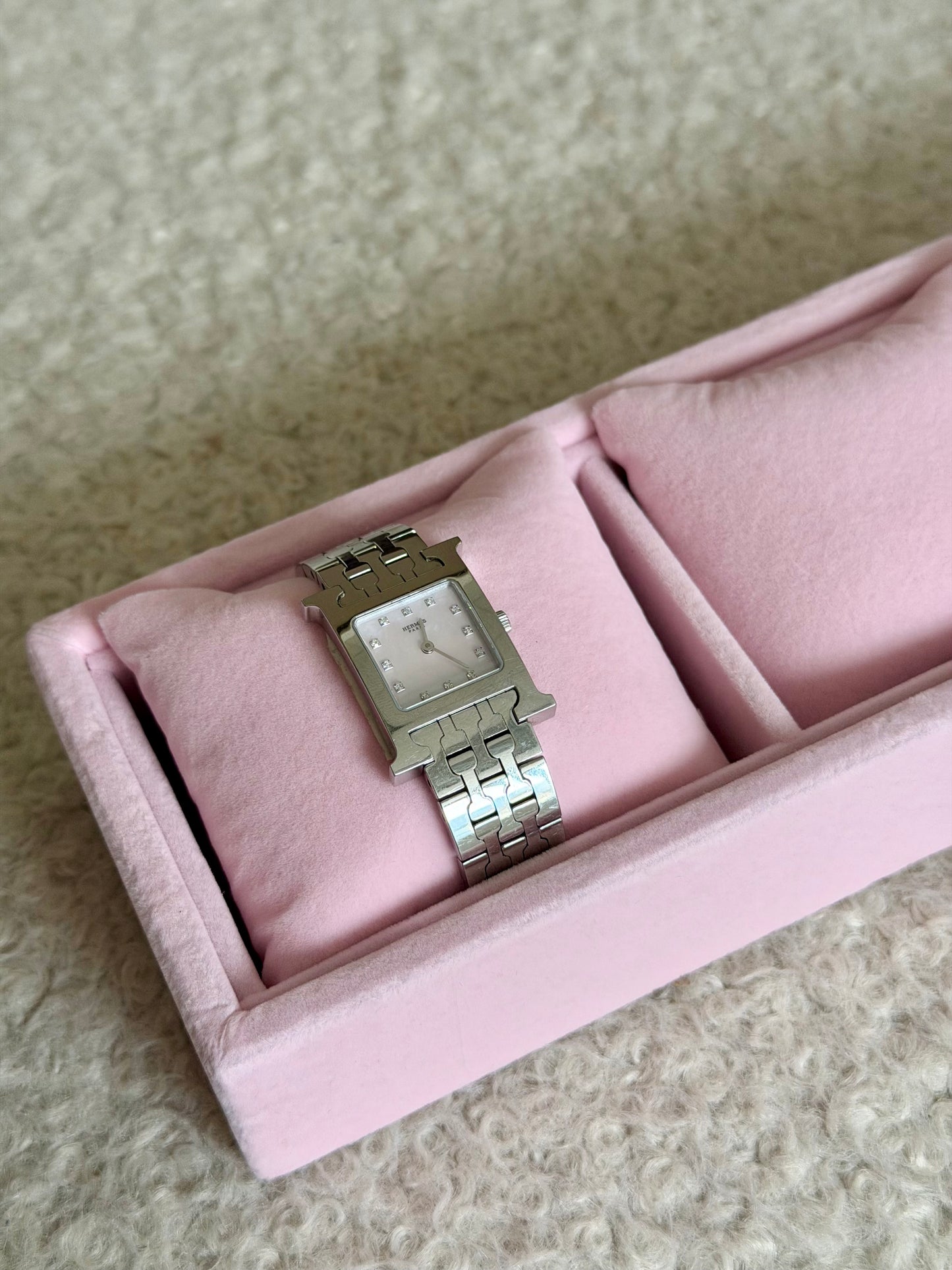 Pre-Owned Mother of Pearl w/Diamond Markers Steel Heure H
