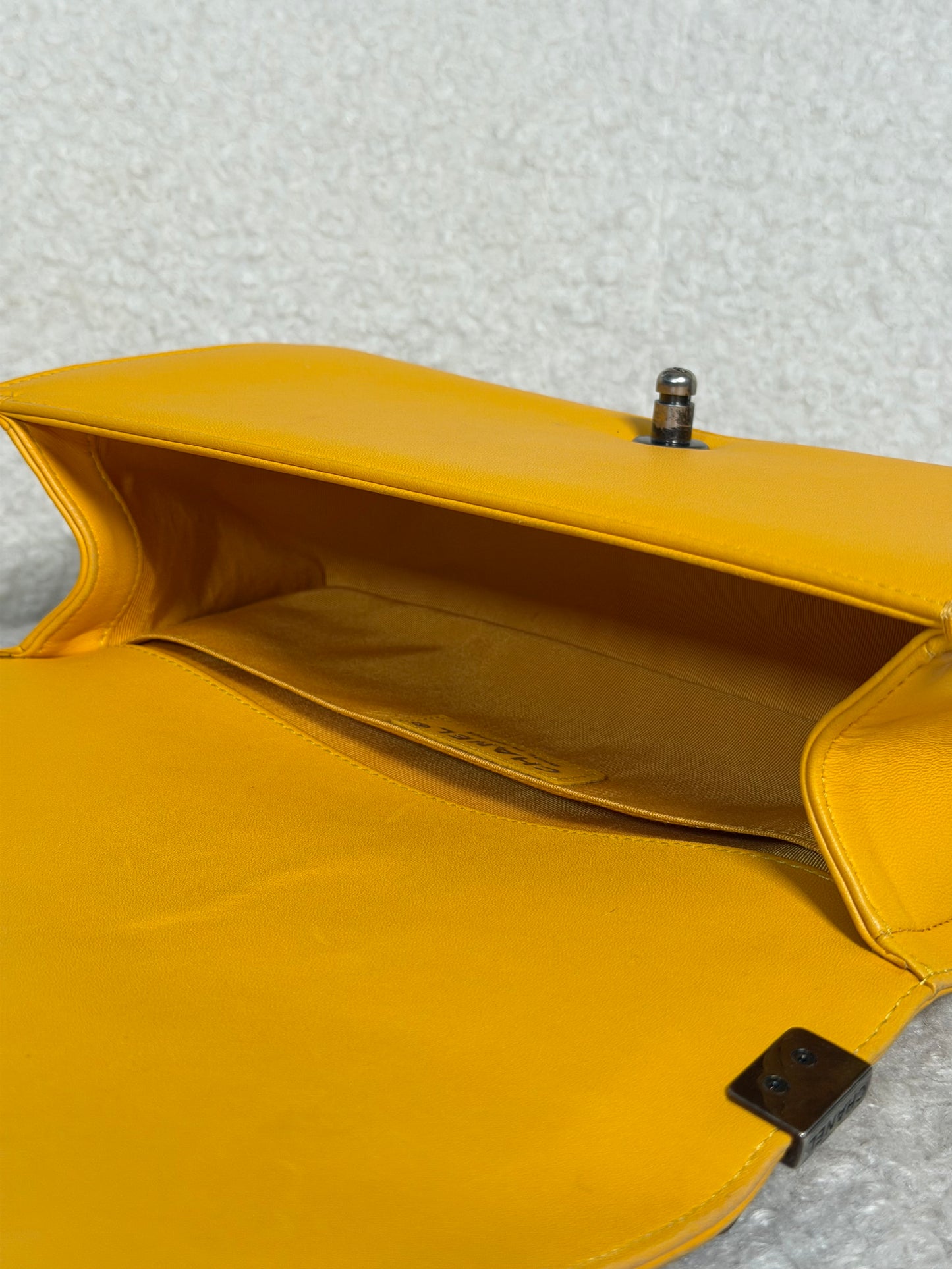 Pre-Owned Yellow 'Boy' Lambskin Leather Handbag