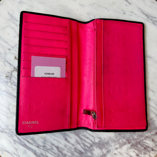 Pre-Owned Black Cambon Matelassé Lambskin Leather Organiser Wallet