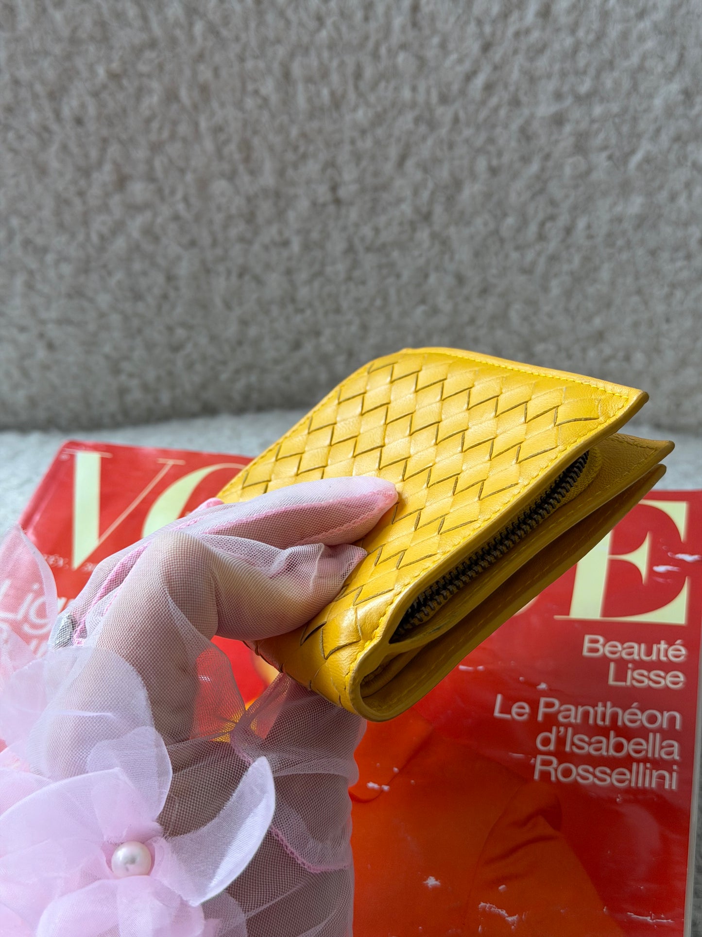 Yellow Intrecciato Leather Wallet - Pre-Owned