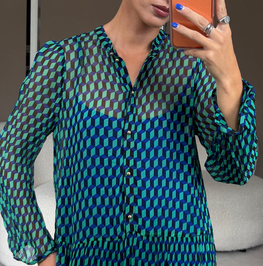 Pre-Owned Green/Blue Dress Very Good