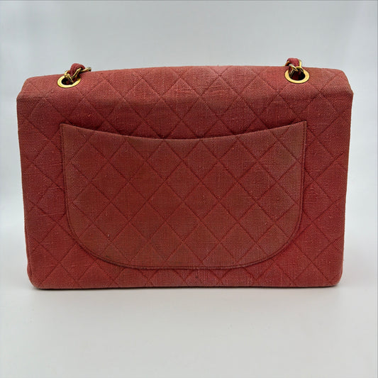 Pre-Owned Pink Matelassé Denim Maxi Single Flap