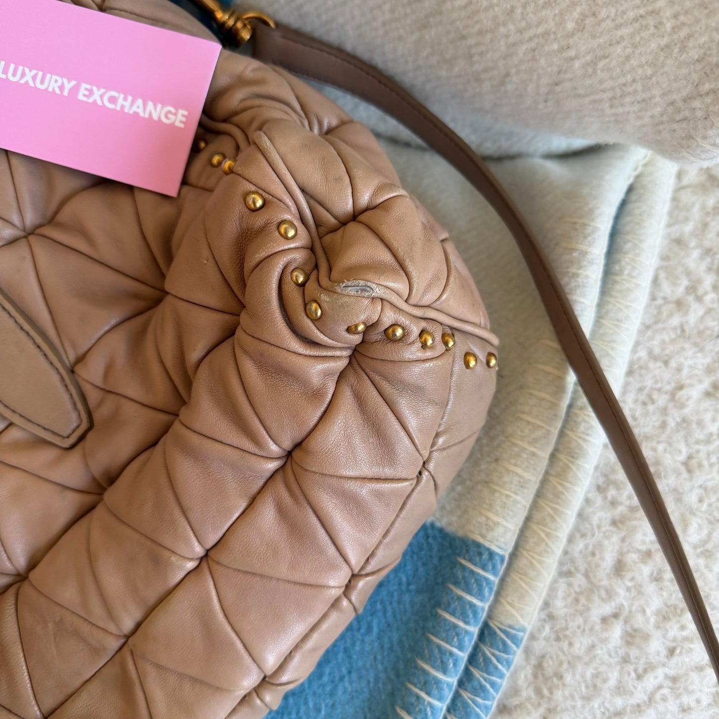 Pre-Owned Pink Matelassé Leather Crossbody Tote Bag