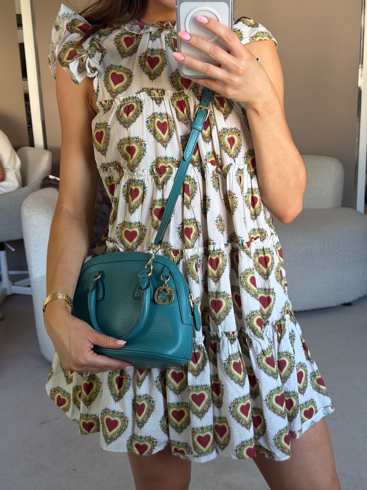 Pre-Owned Teal Leather Promenade Handbag