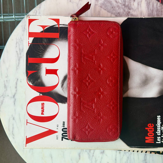 Pre-Owned Red Monogram Empreinte Leather Wallet