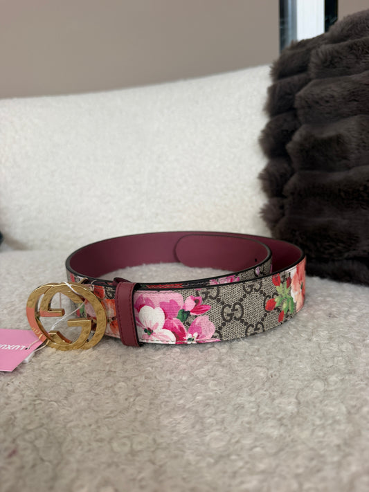 Pre-Owned GG Bloom Coated Canvas Belt 85