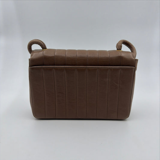 Pre-Owned Brown Piano Lambskin Single Flap Shoulder Bag