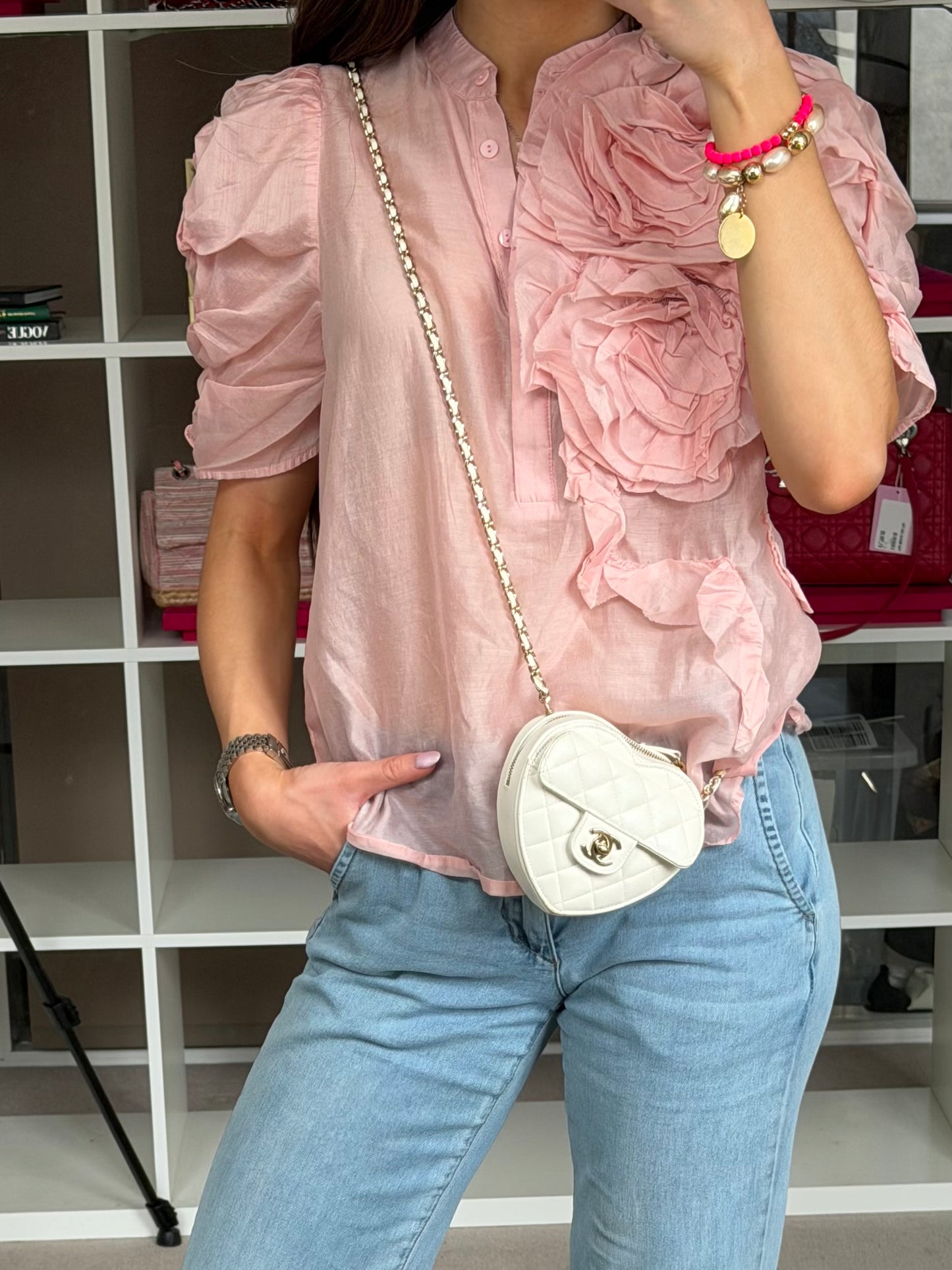 White Lambskin Mini Heart Crossbody