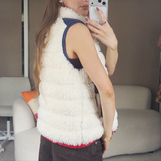 Pre-Owned Fluffy Navy/Red XS Gilet