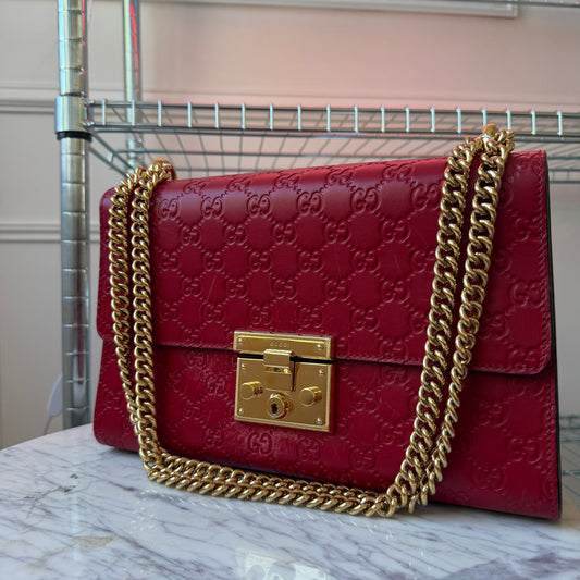 Pre-Owned Red Guccissima Leather Crossbody Bag