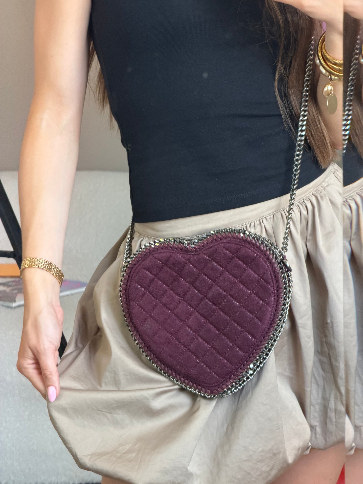 Pre-Owned Bordeaux Heart Handbag