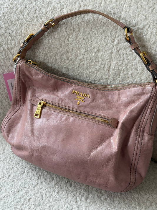 Pink Leather Hobo Shoulder Bag - Pre-Owned