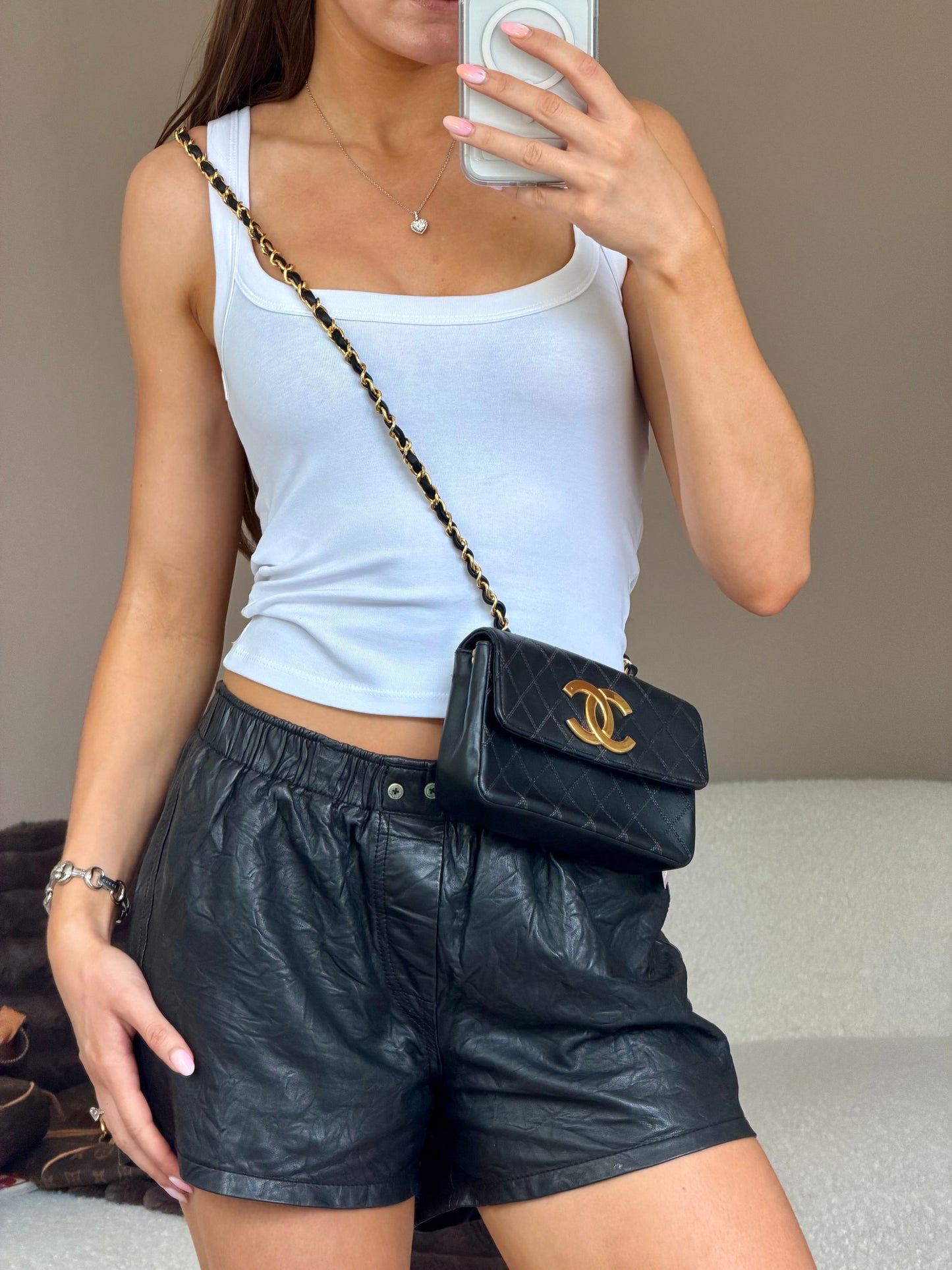 Pre-Owned Black Matelassé Lambskin Leather Big CC Single Flap Crossbody Bag